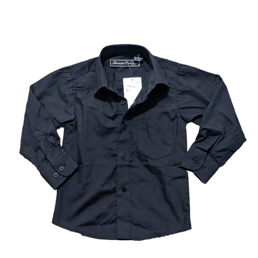 🆕 American Exchange Toddler Boy Black Button Down Size 3